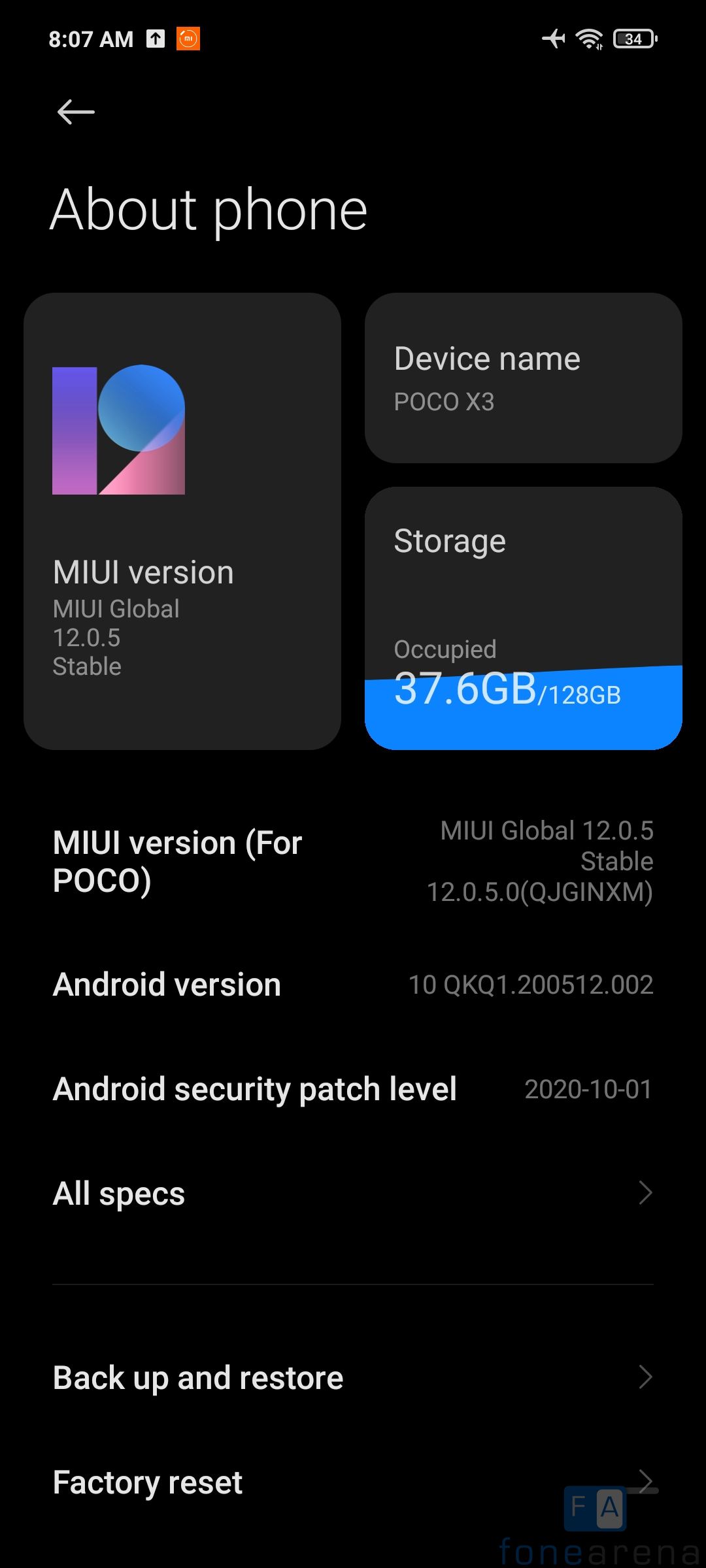 Какая версия miui на poco x3 pro