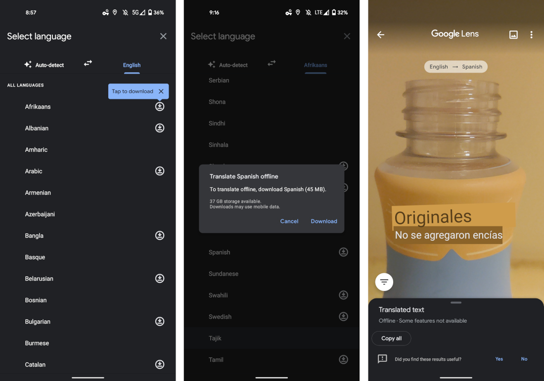 Google Lens update adds offline translation support