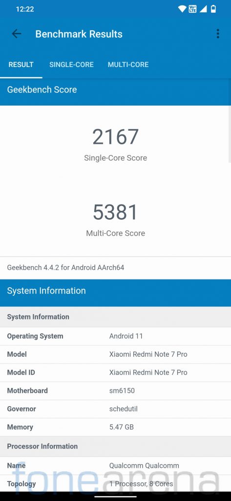 Redmi-Note-7-Pro-Android-11-FoneArena-Octavi-OS-Geekbench-4 | Fone Arena