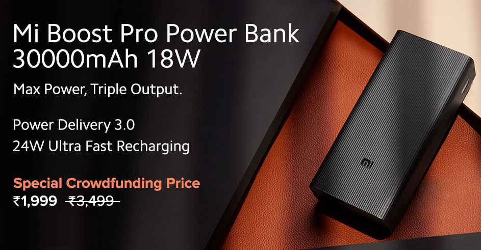 Mi Power Bank Boost Pro 30000mAh with 18W Fast Charging, Power Delivery  3.0, 24W Fast Recharging, Triple Output Port, Dual Input with Type C