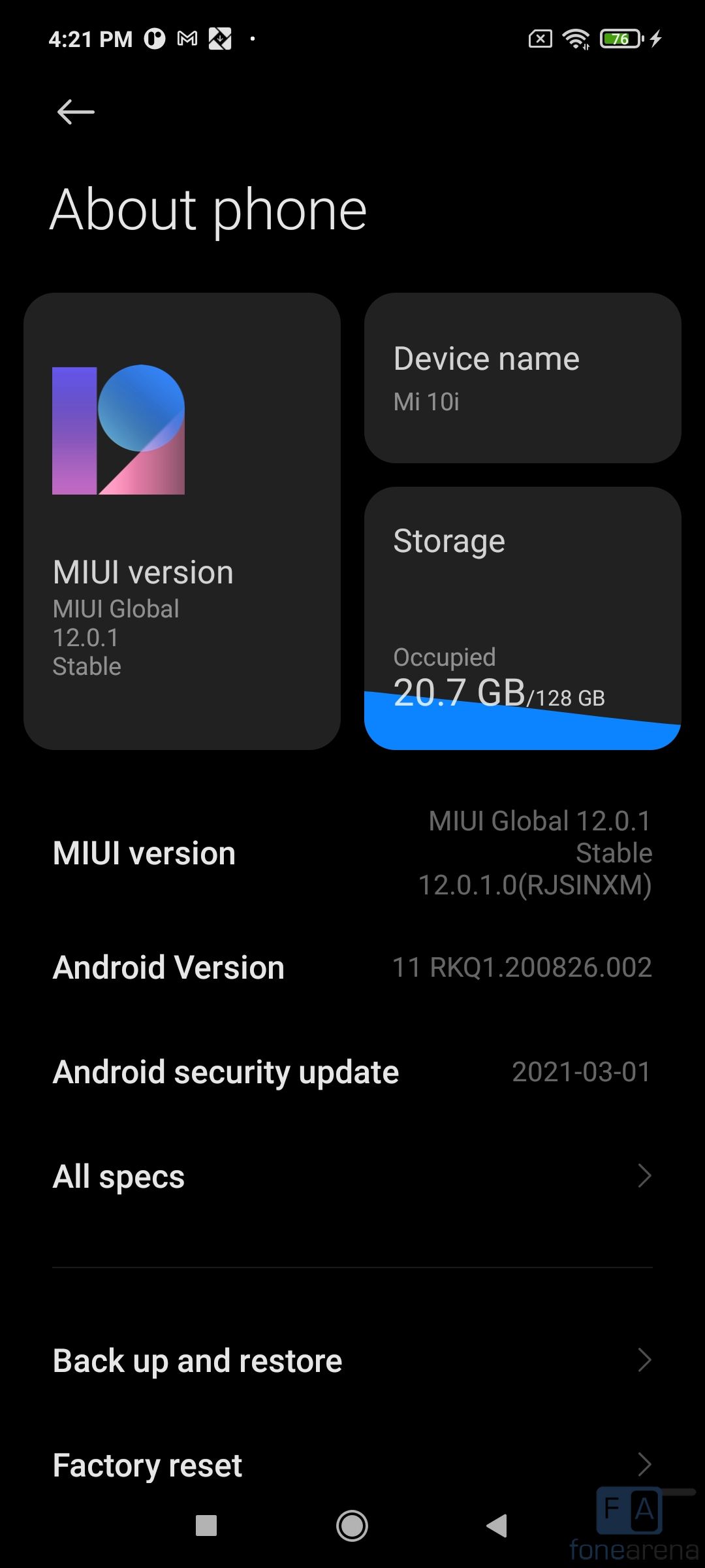 mi 10i android version