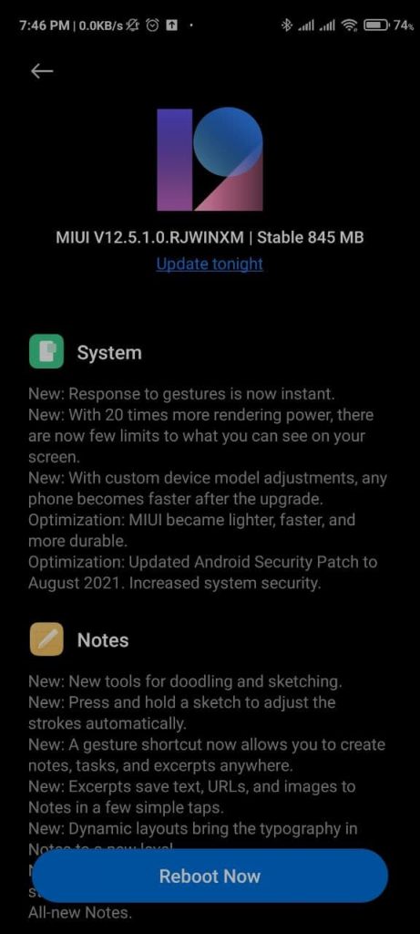 redmi note 9 pro max 12.5 update