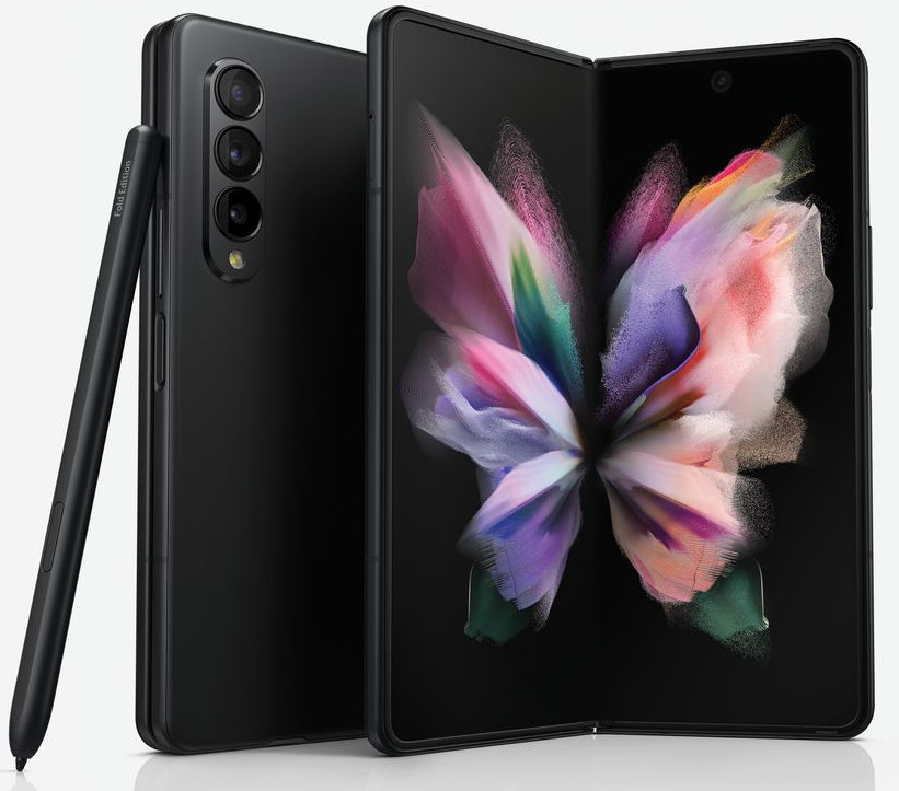 Samsung Galaxy Z Fold 3 with S Pen and Galaxy Z Flip 3 surface in renders