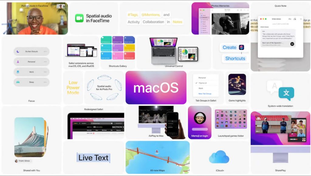 several macos monterey features