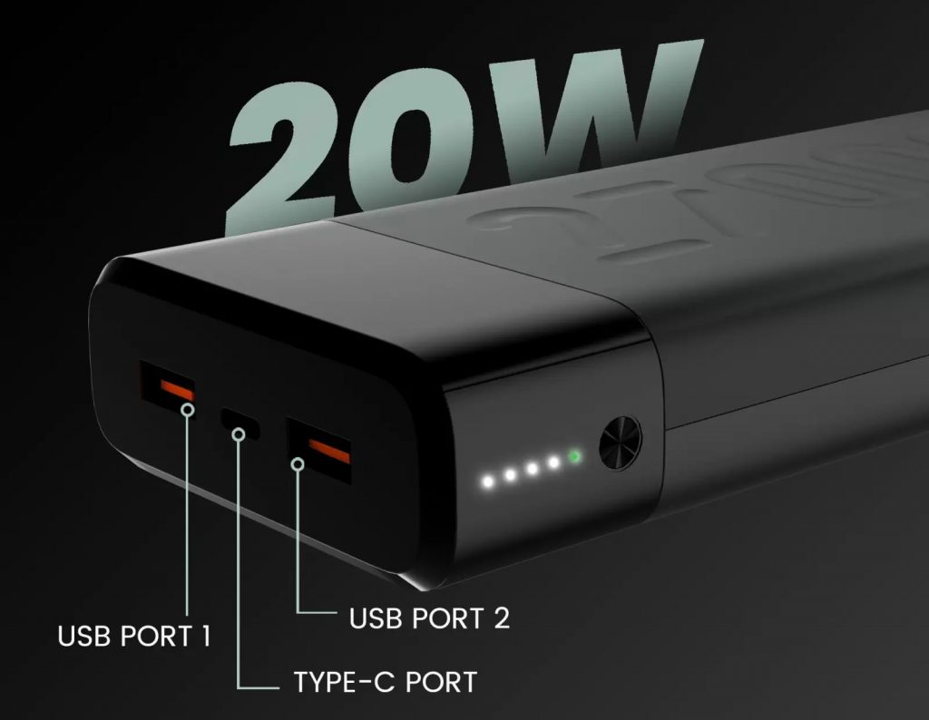 Power Bank 27000mAh with 4 outputs - Green