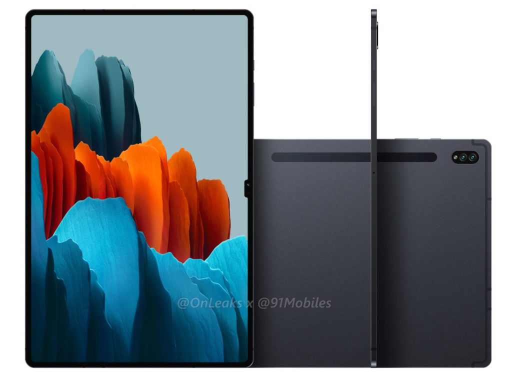 Samsung Galaxy Tab S8 Ultra with 14.6-inch 120Hz AMOLED display, Galaxy Tab S8 with 11-inch 120Hz display surface in renders