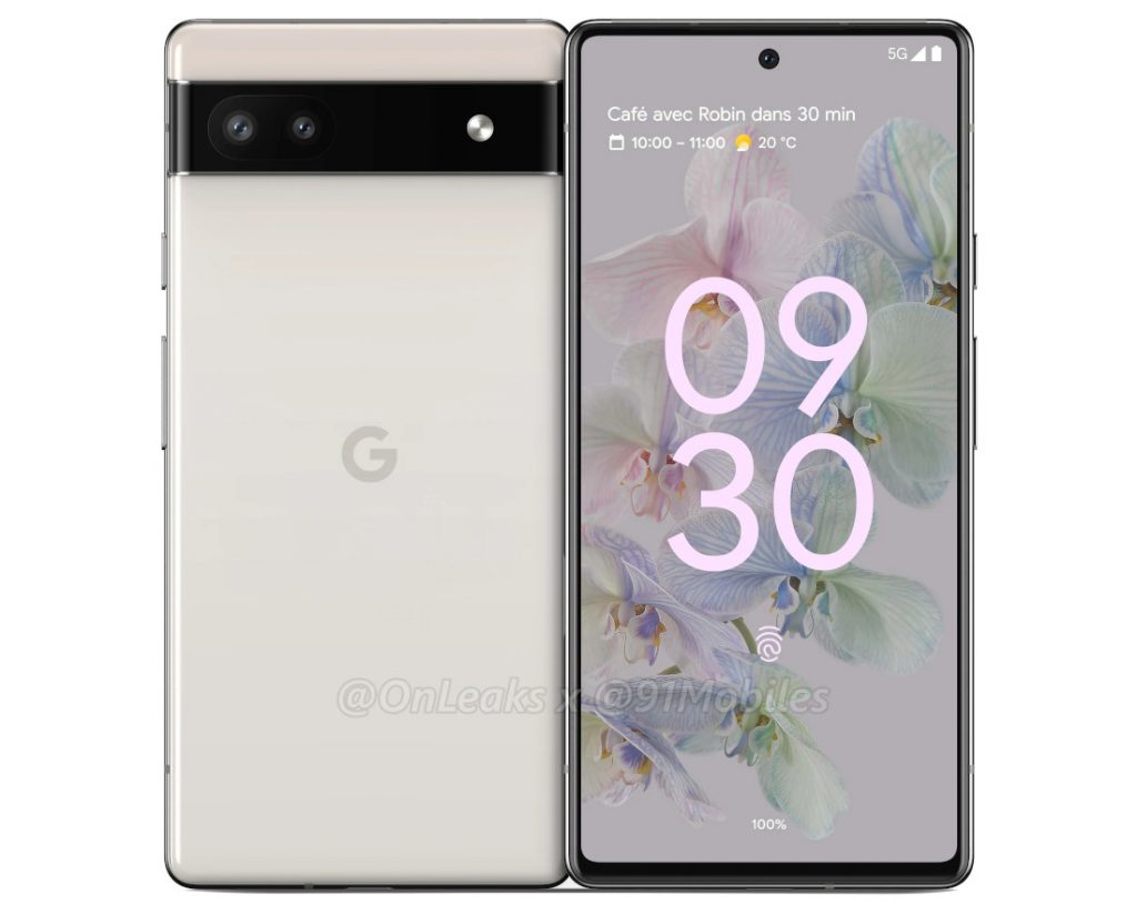 Google Pixel 6a with 6.2-inch OLED display, in-display fingerprint scanner, dual rear cameras surface