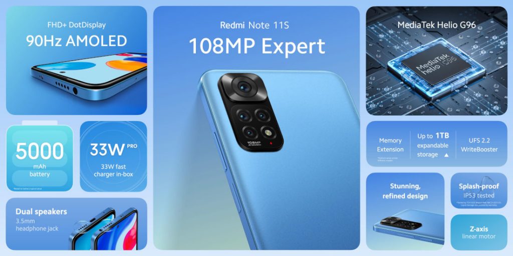 Redmi Note 11S with 6.43″ FHD+ 90Hz AMOLED display, Helio G96