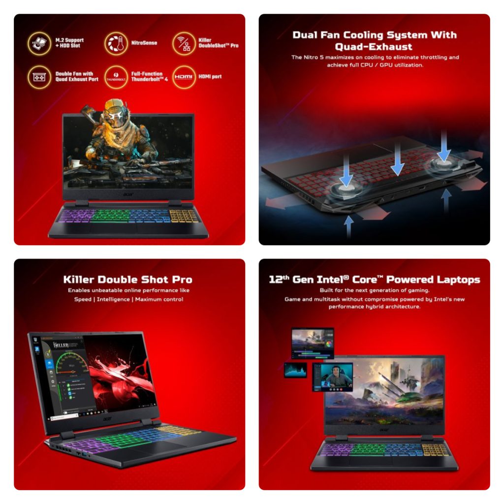 Acer Nitro 5 Gaming laptop, 15.6 Full HD IPS 144Hz Display, 12th