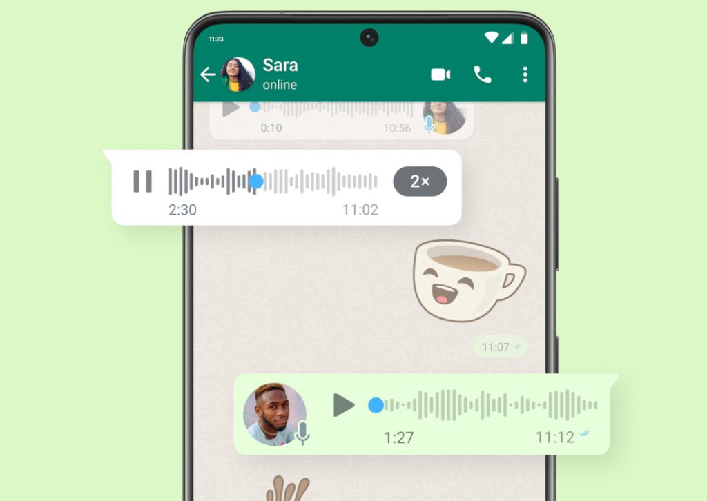  A screenshot of a WhatsApp chat with a voice note.