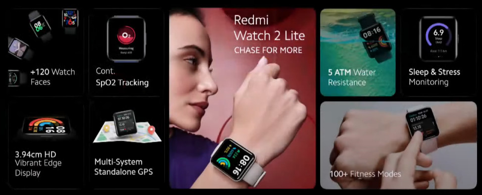  Xiaomi Redmi Watch 2 Lite, 100+ Fitness Modes, 1.55