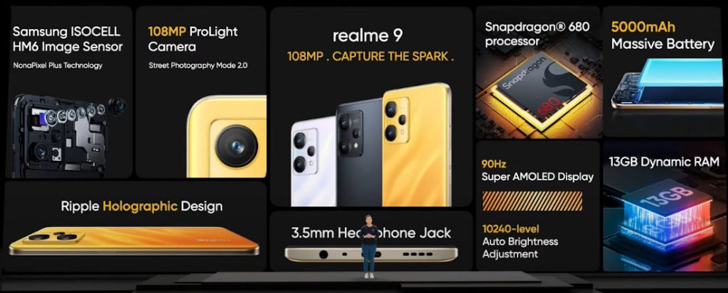 Smartphone REALME 9 6.4'' 8GB 128GB TRIPLE 50MP+2MP+8MP Stargaze