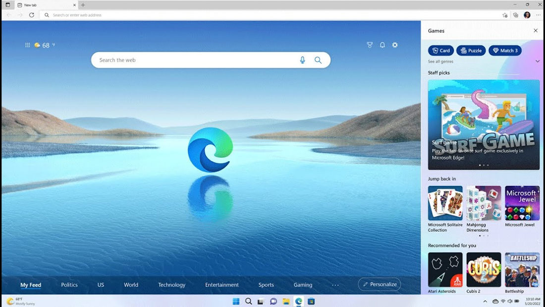 How to use the gaming homepage in Microsoft Edge