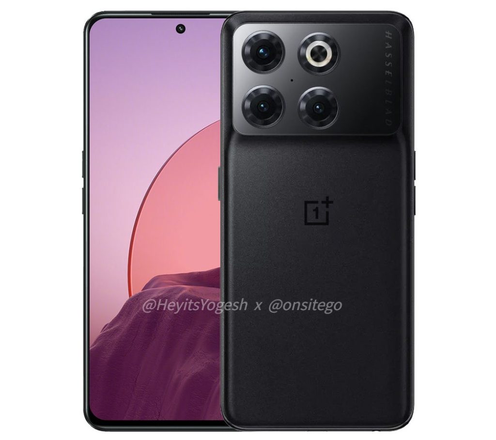 OnePlus 10 / 10T with 6.7″ FHD+ 120Hz AMOLED Screen, Snapdragon 8+ Gen1, 150W charging surfaces in renders