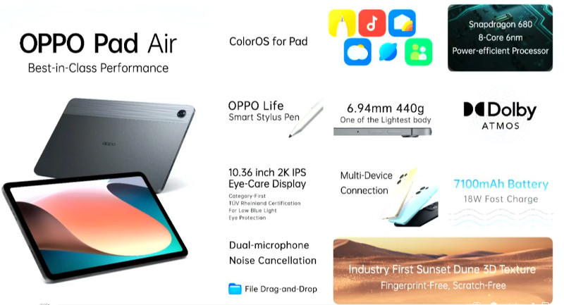 oppo pad air specifications