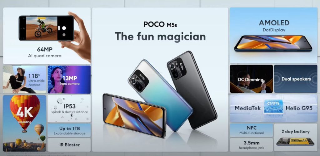 POCO M5s Global Version 64GB/128GB M5 s 64MP Quad Camera 6.43 AMOLED  Display Helio G95 NFC 33W Fast Charging 5000mAh