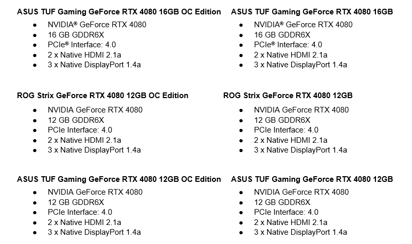  ASUS TUF Gaming GeForce RTX® 4080 OC Edition Graphics Card  (PCIe 4.0, 16GB GDDR6X, HDMI 2.1a, DisplayPort 1.4a) : Electronics