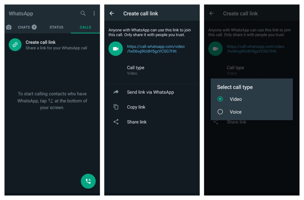 WhatsApp is rolling out sharable call links feature