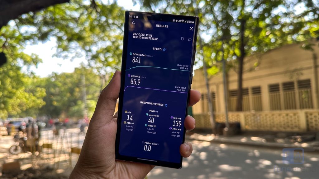 Samsung Galaxy S22 Ultra 5G Speed Test in India