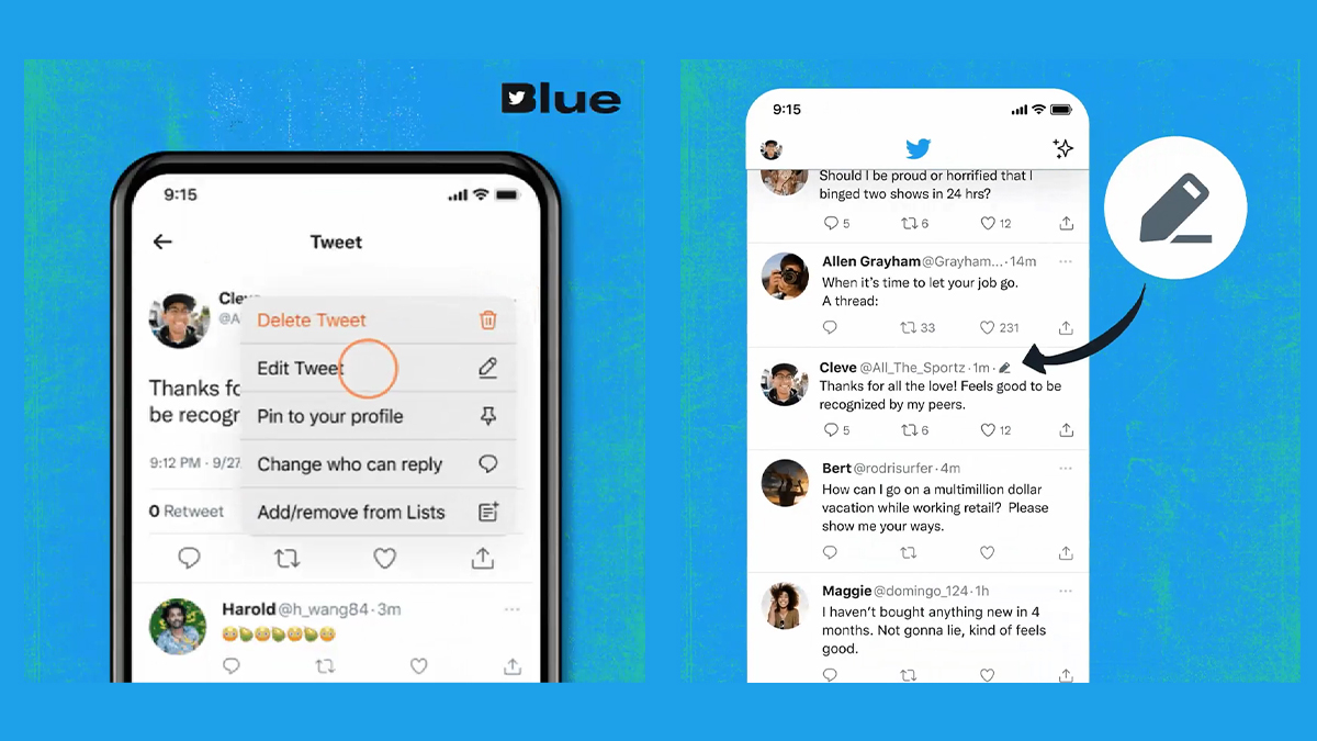 Twitter Blue subscribers are getting tweet editing feature
