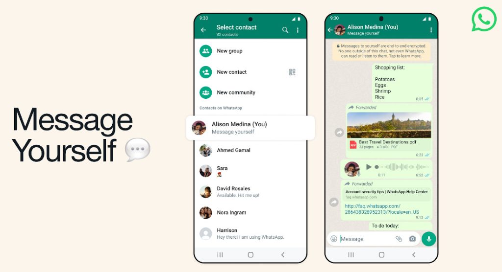 WhatsApp confirms roll out of ‘Message Yourself’ feature