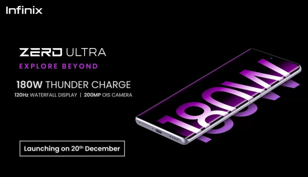 Infinix ZERO ULTRA with 120Hz curved AMOLED display, 180W fast charging launching in India on December 20