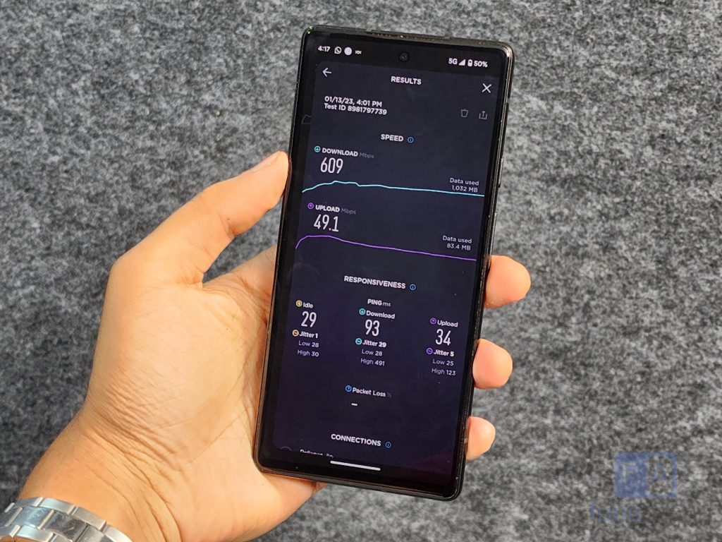 Google Pixel Airtel and Jio 5G Speed test