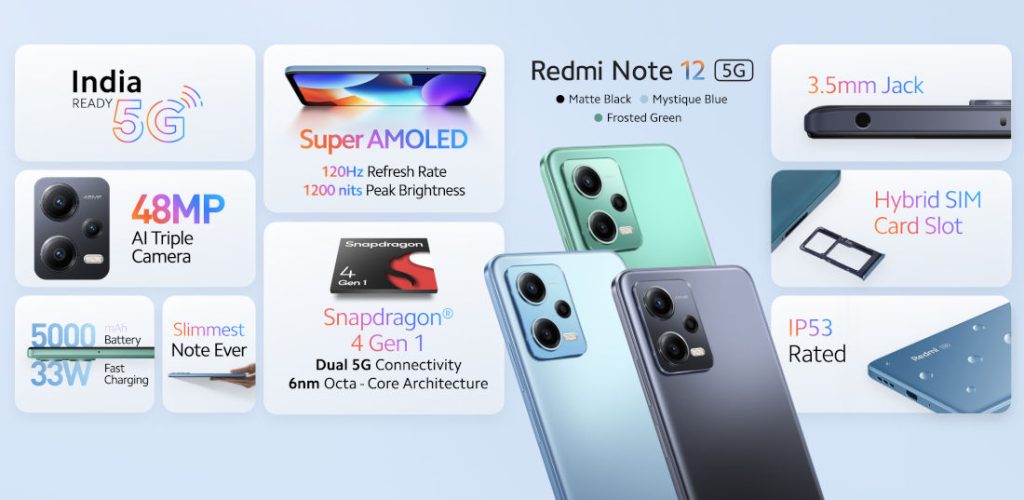 Xiaomi Redmi Note 12 5G Smartphone 6.67 Snapdragon 4 Gen 1 5000mAh Global  ROM