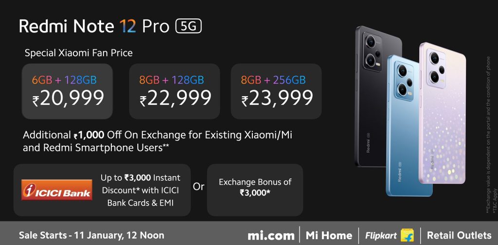Redmi Note 12 5G, Note 12 Pro, Pro Plus FIRST sale in India today