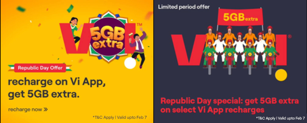 Vi offers up 5GB additional data on select Vi app recharges