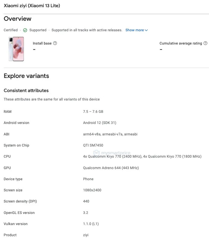 Xiaomi 13 Lite: The cheapest Xiaomi 13 sports the new Snapdragon 7 Gen 1 -   News