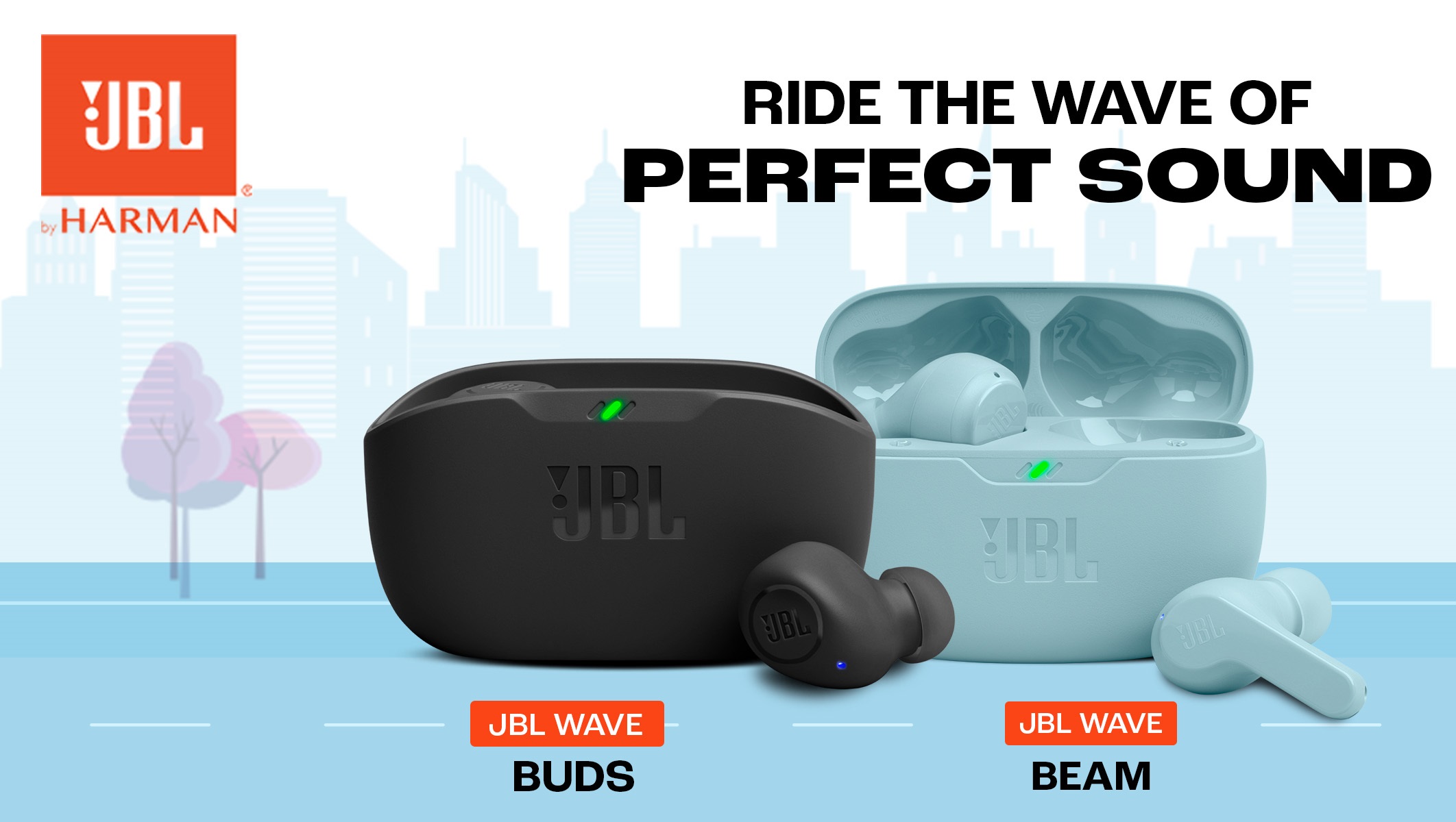 JBL Wave Beam Smart Ambient Earbuds Blue
