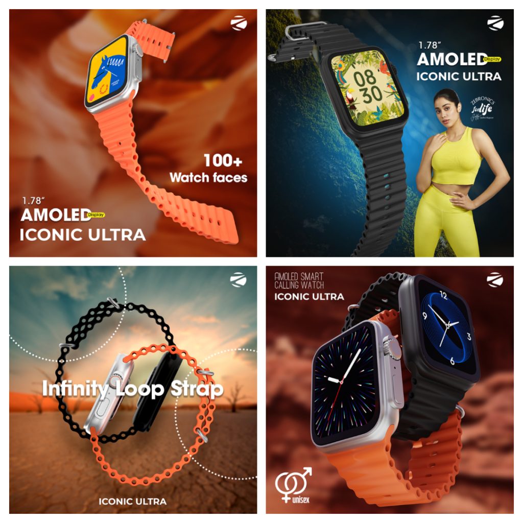 ZEBRONICS Iconic LITE AMOLED Smartwatch with Bluetooth Calling 100+ Sport  Modes – SaumyasStore