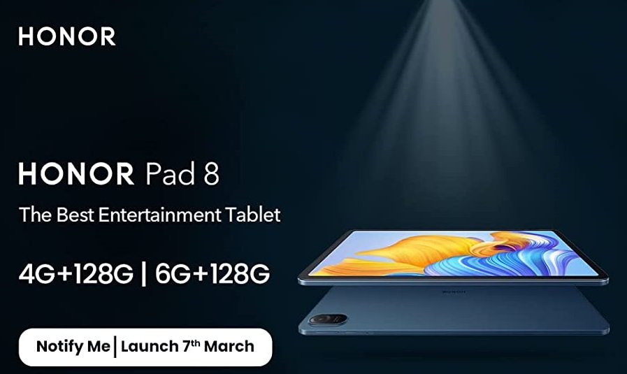 HONOR Pad 8 teased on Amazon India ahead of launch on March 7