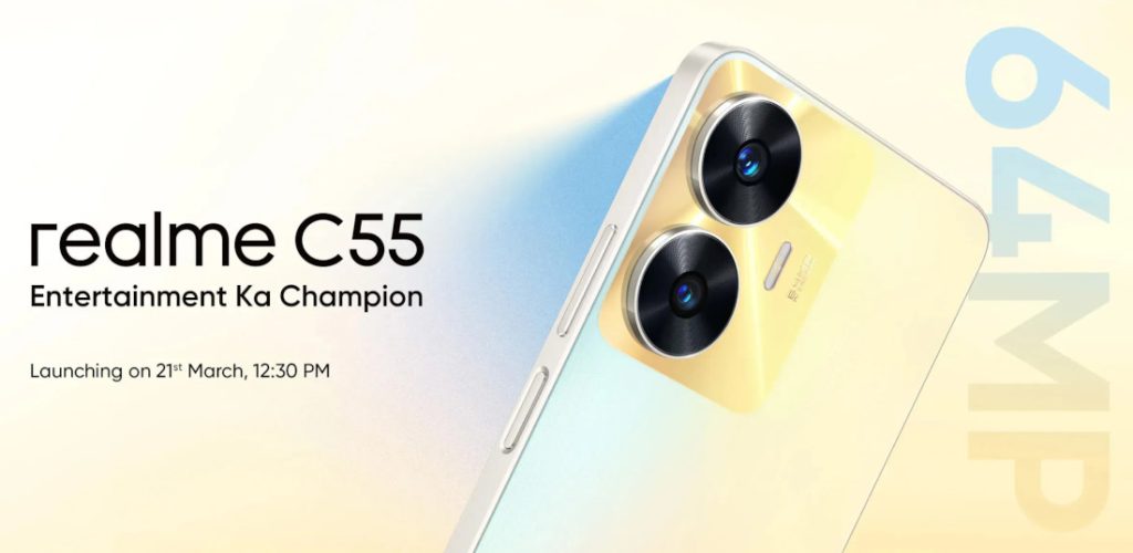realme C55 with 64MP camera, up to 8GB RAM, 5000mAh battery launching in  India on March 21