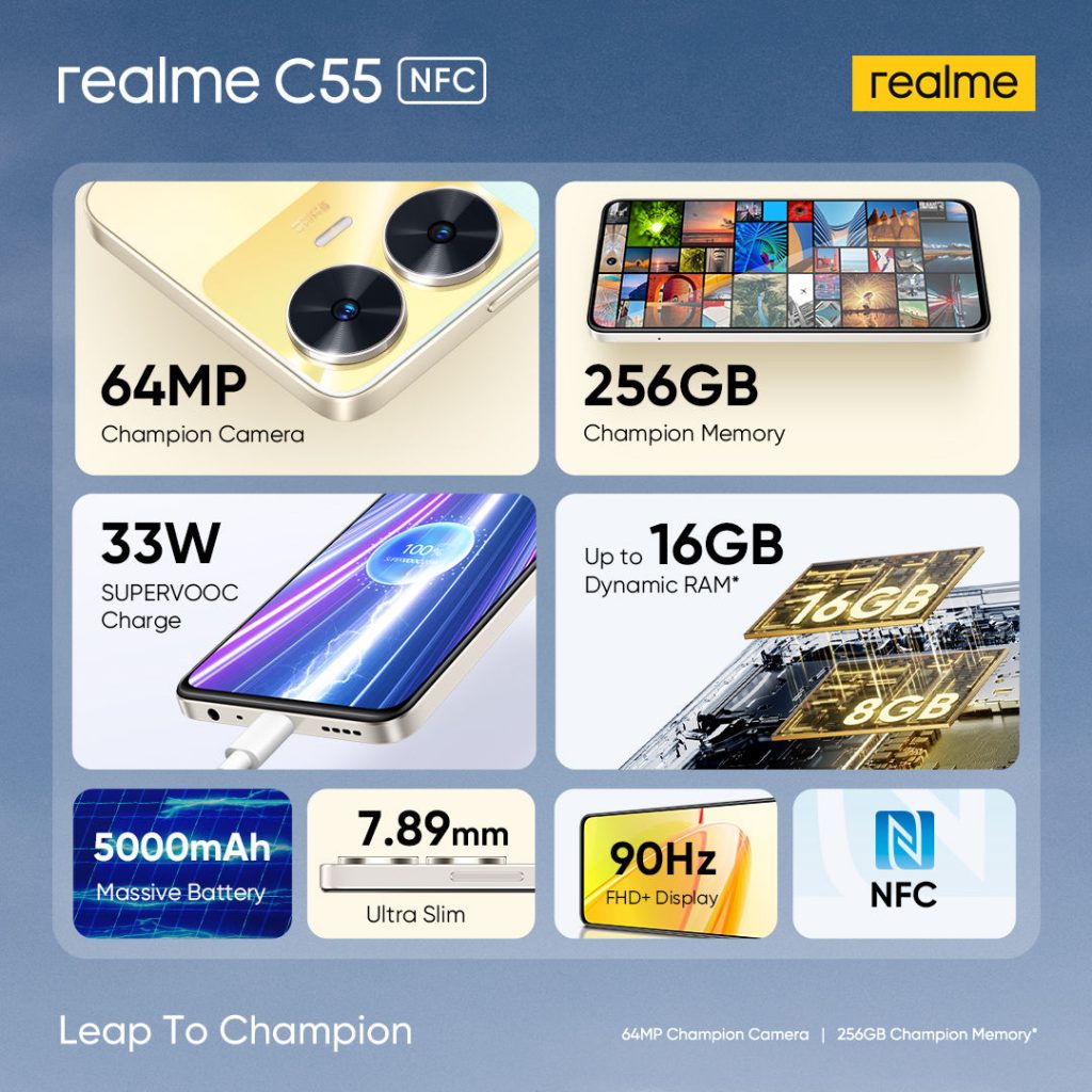 realme C55 Dual SIM 8GB+256GB | 64MP AI Camera | 5000mAh Battery | 6.72  90Hz FHD+ Display | 33W Supervooc Charge | for GSM Carriers only, NOT for