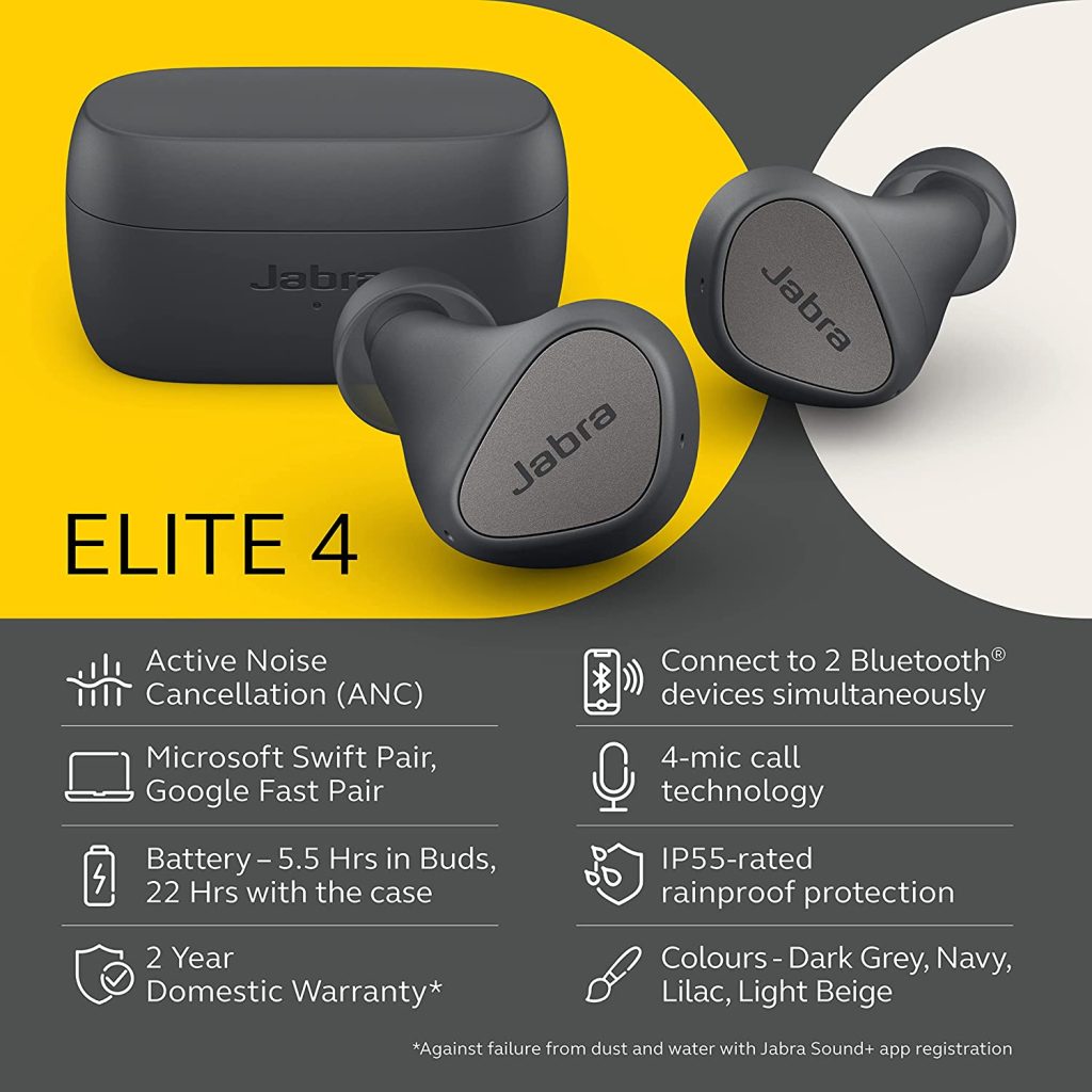 Jabra Elite 4 with ANC, aptX launched in India