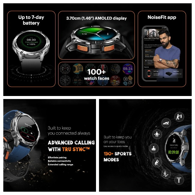 NoiseFit Force Plus with 1.46″ AMOLED display, Bluetooth Calling ...