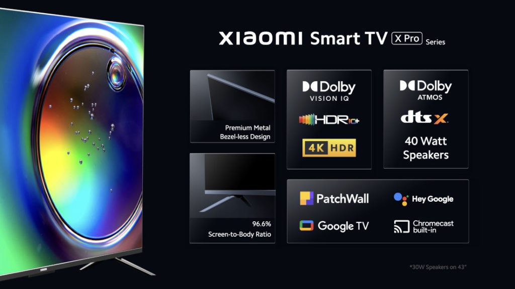 Xiaomi Smart TV X Pro 43″, 50″ and 55″ 4K TVs with Dolby Vision IQ