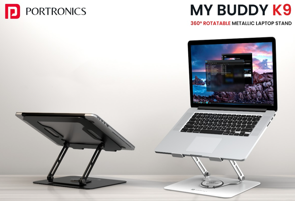 Portronics ‘My Buddy K9’ portable laptop stand with 360° rotating base launched