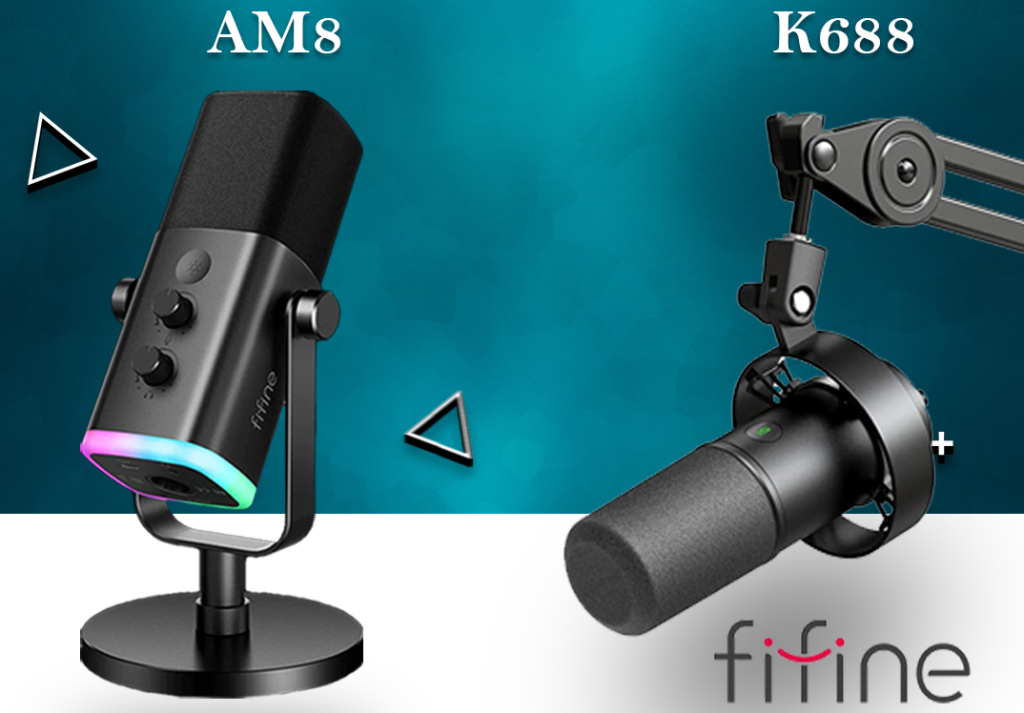 FIFINE AMPLIGAME AM8 USB Gaming Microphone And AMPLITANK K688 Dynamic 