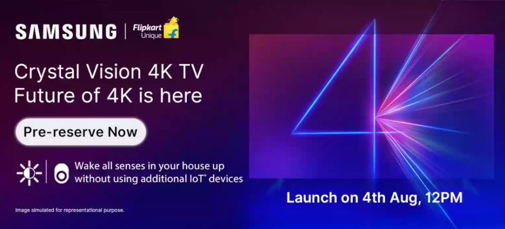 Samsung Crystal Vision 4K TV 43″, 55″ and 65″ launching in India on August 4