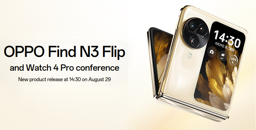 OPPO Find N3 Flip and OPPO Watch 4 Pro to be announced on August 29