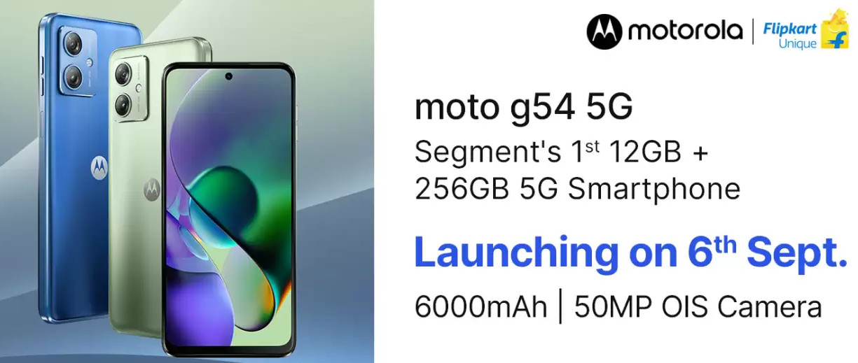 moto g54 5G with 6.5″ FHD+ 120Hz display, Dimensity 7020, up to 12GB RAM,  6000mAh battery launching in India on September 6