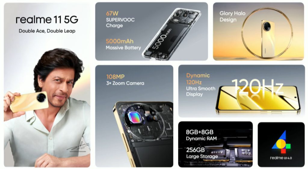 realme 11 5G (Glory Gold, 8GB RAM, 256GB Storage) | Dynamic Ultra Smooth  Display | Up to 8GB+8GB Dynamic RAM | 108MP 3× Zoom | 16MP Selfie Camera 