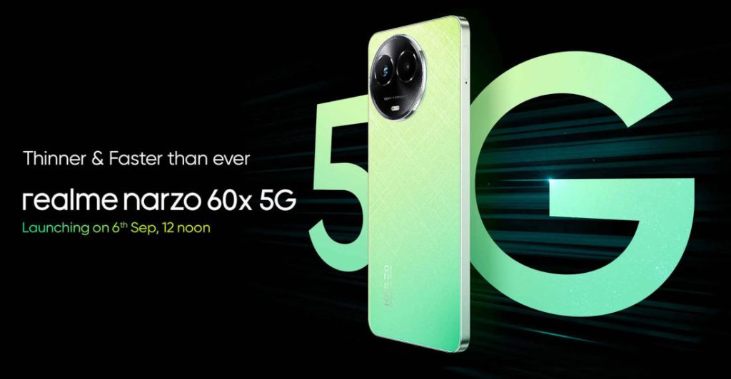 realme narzo 60x 5G and realme Buds T300 with 30dB ANC launching in India on September 6