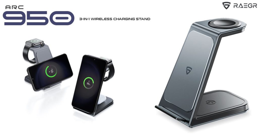 RAEGR Arc 950 3-in-1 15W Wireless charging stand with PD support launched for Rs. 2249