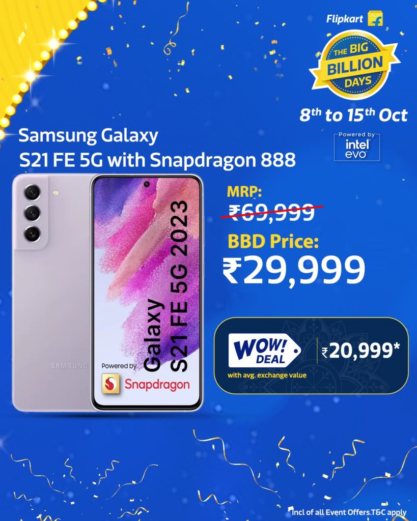 Samsung Galaxy S21 FE 5G Snapdragon 888 at 29999 ? Flipkart Big Billion Day  2023 