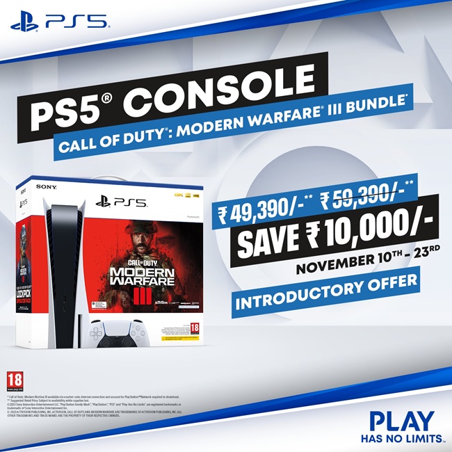 Sony PlayStation 5 Call of Duty Modern Warfare III bundle launched at an  introductory price of Rs. 49390