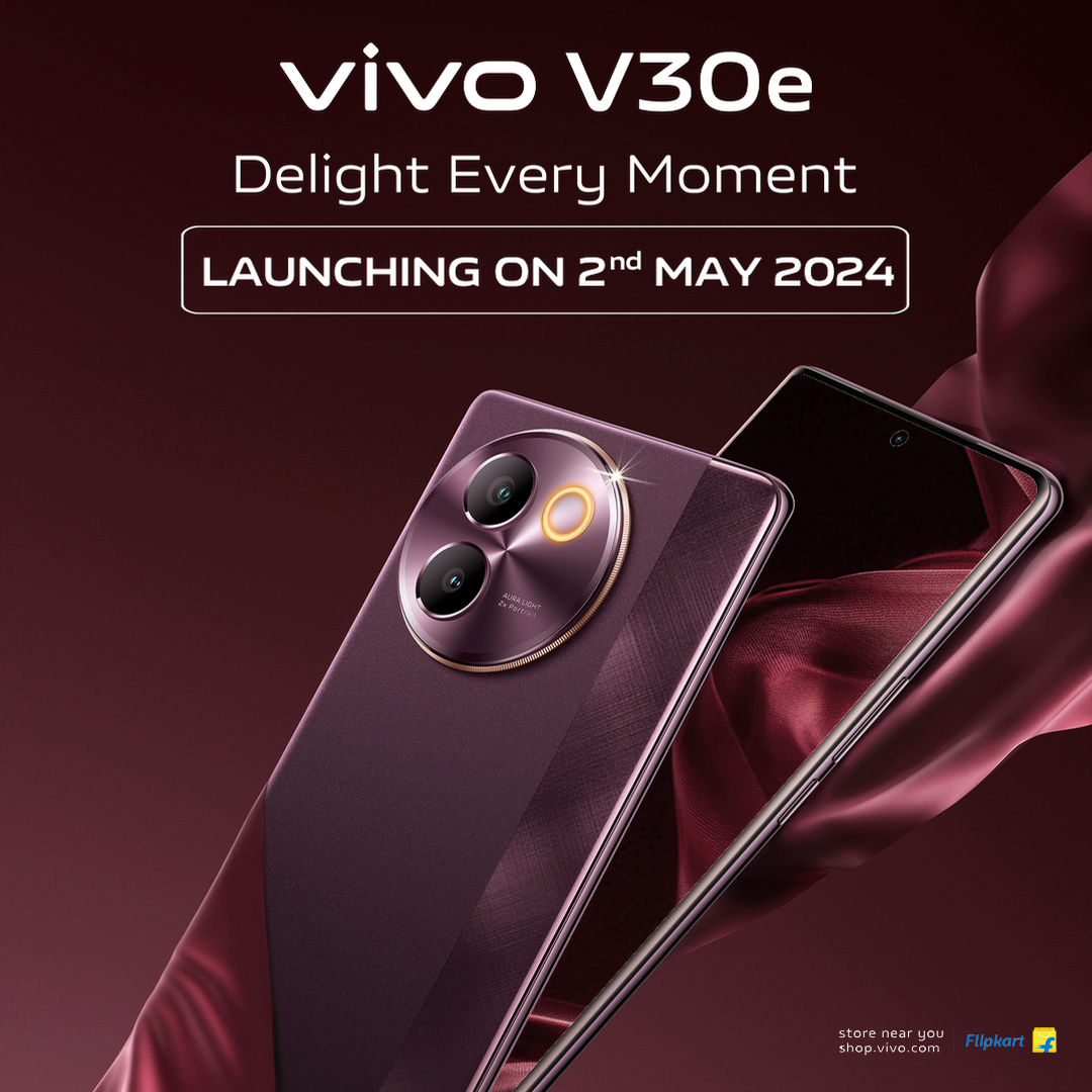 vivo V30e 5G with 6.78″ curved AMOLED screen, 50MP eye AF front camera,  5500mAh battery launching in India on May 2